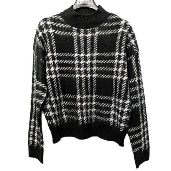 LILI SIDONIO MOLLY BRACKEN Plaid Mock Neck Sweater M/L - Picture 1 of 6